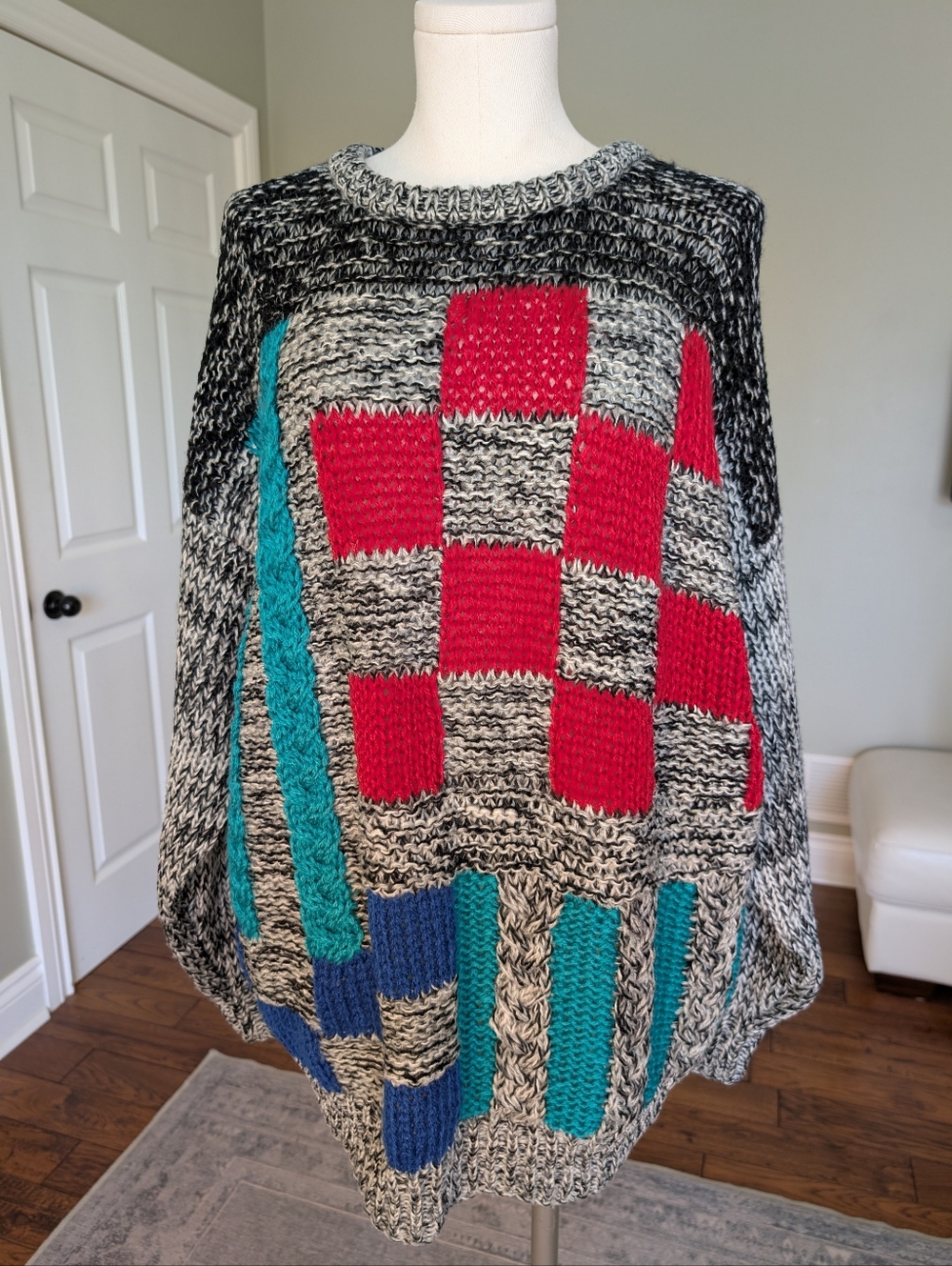 Vintage Women's Chunky Knit Sweater Oversized Geometric Club International XL